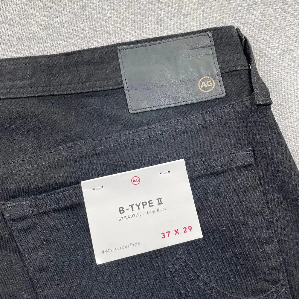 AG Adriano Goldschmied Jeans Mens 37x29 Deep Black Straight B-Type II Denim